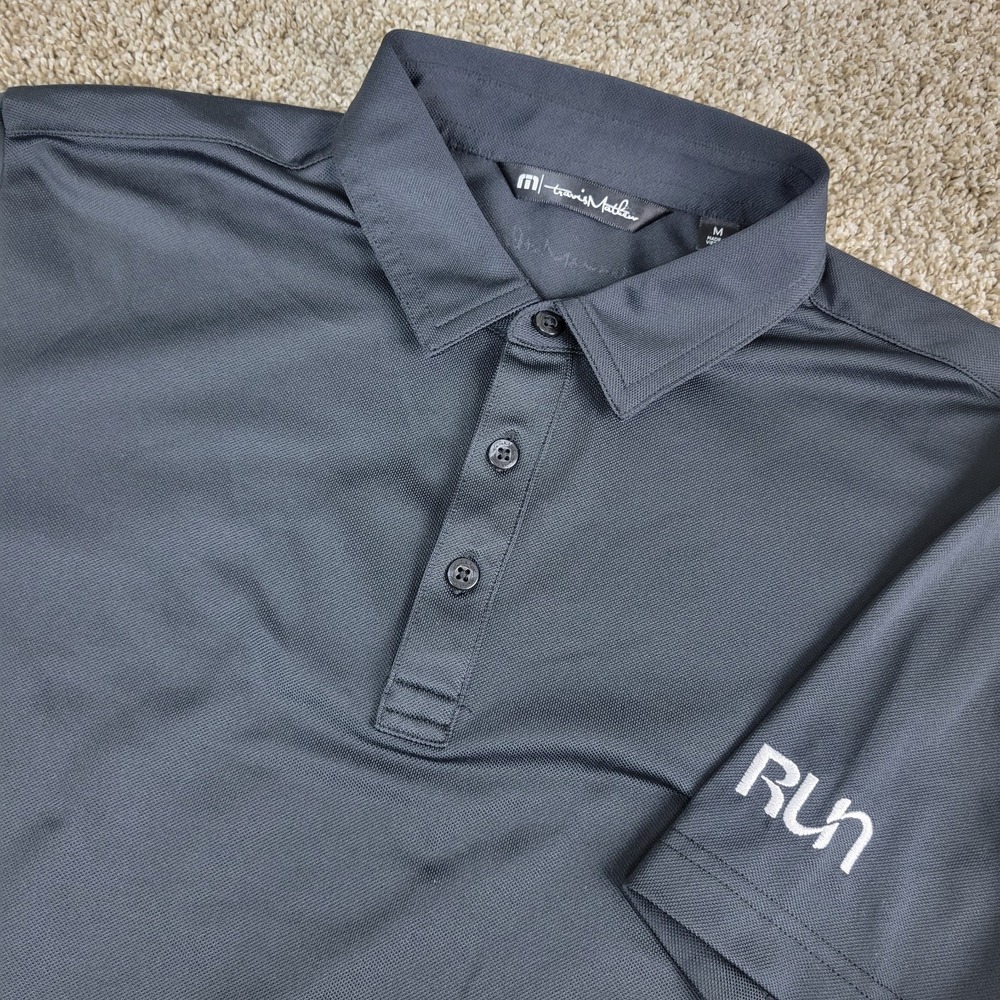 Travis Mathew Mens Medium Solid Black Performance Stretch Polo‎ Short Sleeve